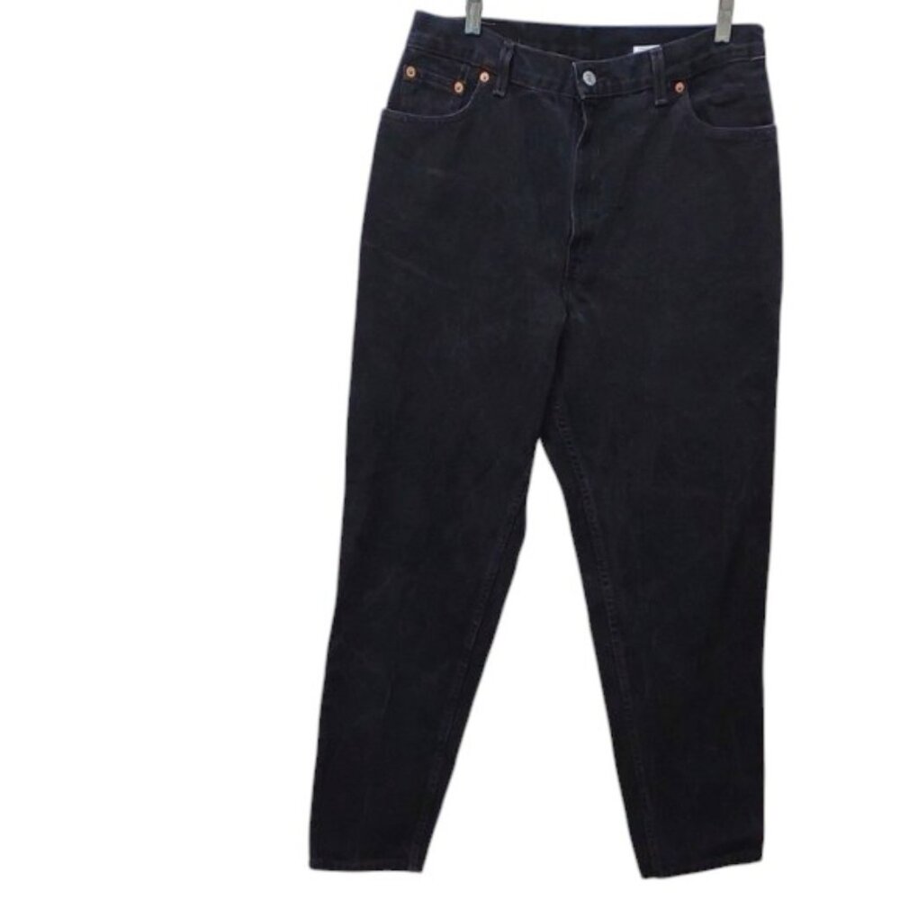 Levi's 550 Vtg Relaxed Tapered Leg 100% Cotton Black High Rise Distressed Jeans